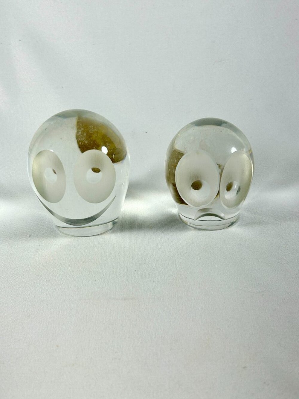 German Crystal Figurines Optimist/Pessimist or Happy Face/Sad Face